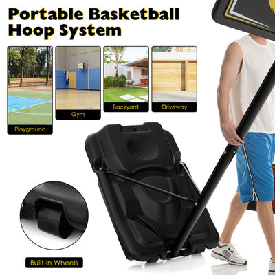 4.25-10FT 12-Level Adjustable Basketball Goal Portable Basketball Hoop Outdoor Basketball Stand System with Shatterproof Backboard