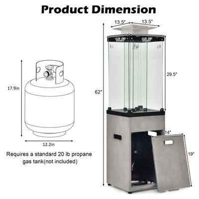 41000 BTU Outdoor Propane Gas Heater with Waterproof Cover and Lockable Wheels