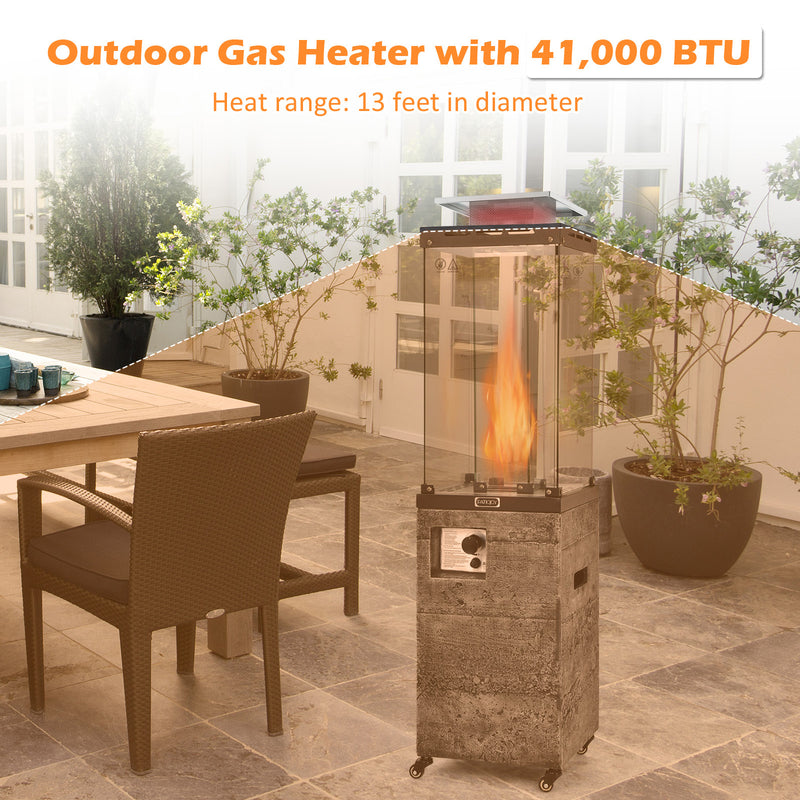 41000 BTU Outdoor Propane Gas Heater with Waterproof Cover and Lockable Wheels