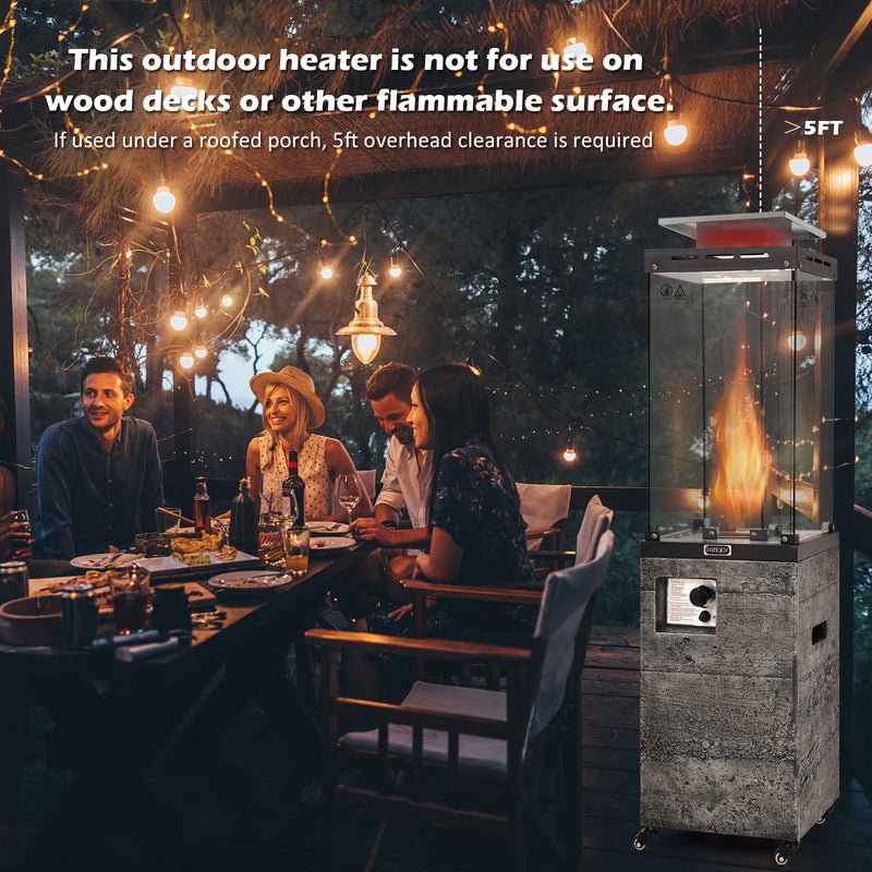 41000 BTU Outdoor Propane Gas Heater with Waterproof Cover and Lockable Wheels