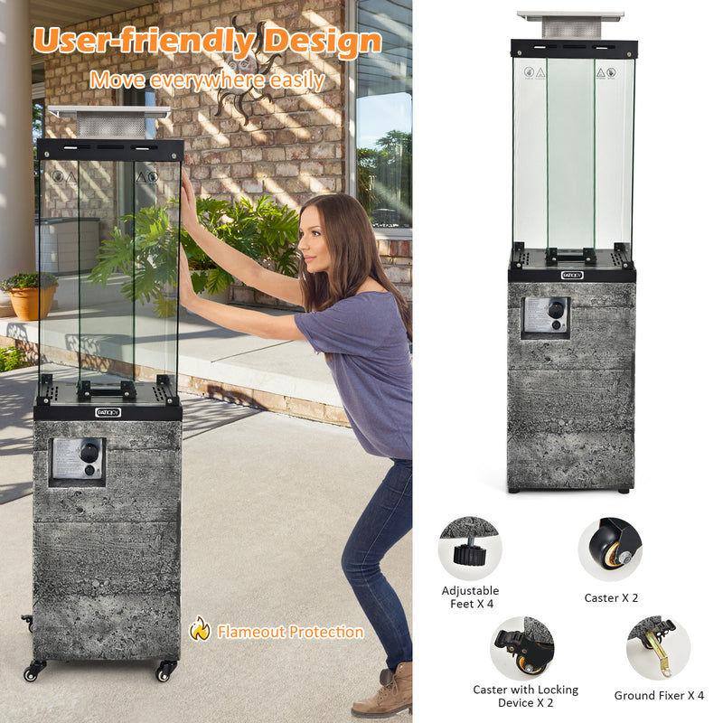 41000 BTU Outdoor Propane Gas Heater with Waterproof Cover and Lockable Wheels