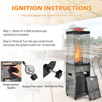 41000 BTU Outdoor Propane Gas Heater with Waterproof Cover and Lockable Wheels