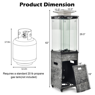 41000 BTU Outdoor Propane Gas Heater with Waterproof Cover and Lockable Wheels