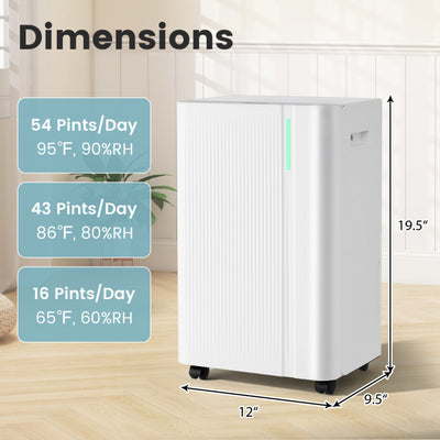 4500 Sq.Ft 54 Pints Dehumidifier with Drain Hose for Home
