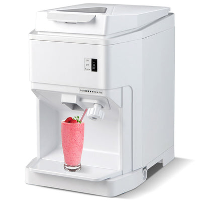 460W Electric Countertop Ice Crusher 265 Lbs/H Snow Cone Maker Shaved Ice Hopper Machine with Adjustable Ice Fineness and Removable Tray