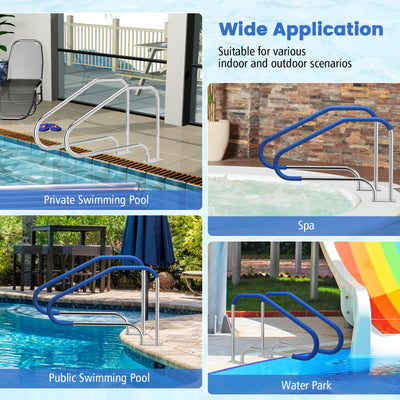 48 x 34 Inch Swimming Pool Handrail 316 Stainless Steel Pool Stair Rail with Grip Cover