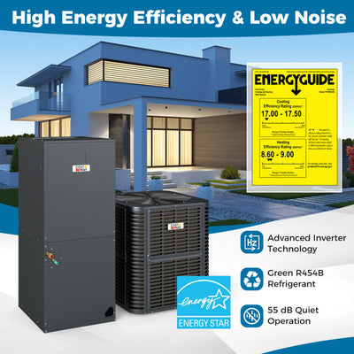 4 to 5 Ton Variable Speed Central Air Conditioner 17-17.5 SEER2 Energy Star Certified AC Unit with Auto Defrost Function and Advanced Inverter Technology