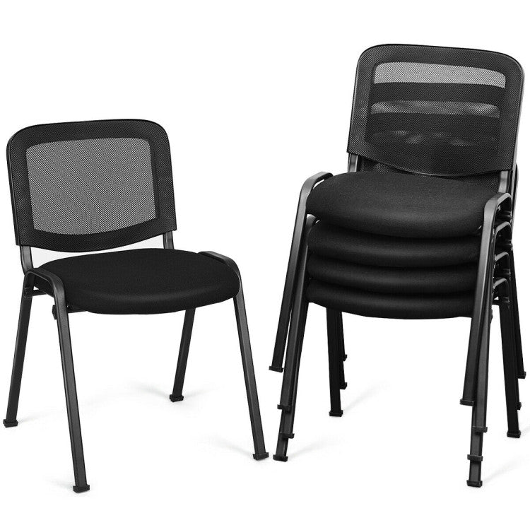 5-Pack Conference Chair Set Stackable Office Chairs Armless Guest Reception Chair with Padded Cushion