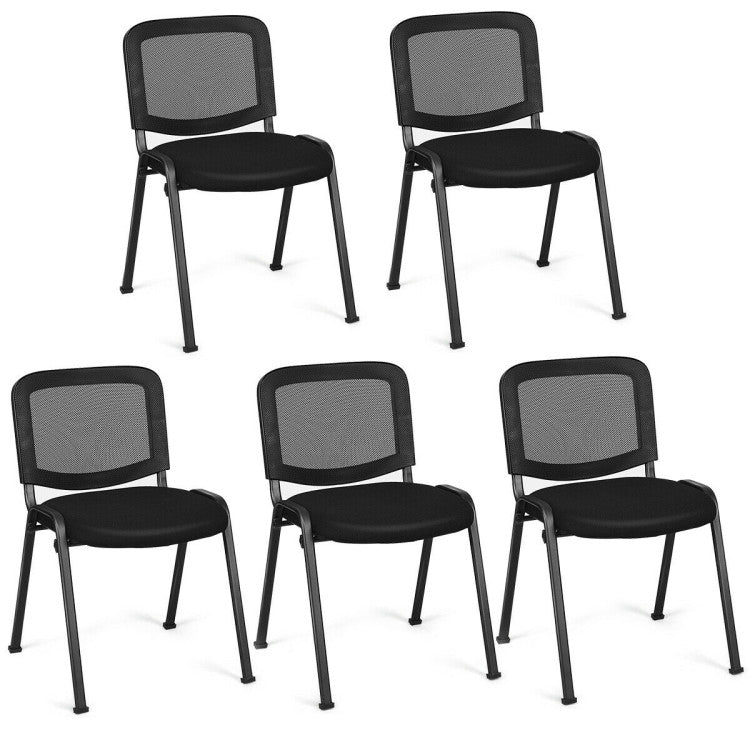 5-Pack Conference Chair Set Stackable Office Chairs Armless Guest Reception Chair with Padded Cushion