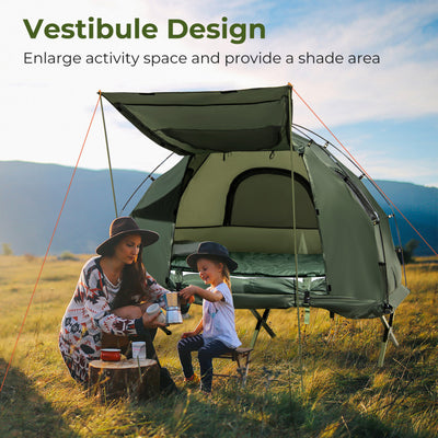 5-in-1 Portable Camping Tent Combo Foldable 1-Person Tent Cot with Carrying Bag and Fixing Buckles for Outdoor Hiking