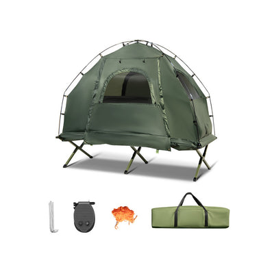 5-in-1 Portable Camping Tent Combo Foldable 1-Person Tent Cot with Carrying Bag and Fixing Buckles for Outdoor Hiking