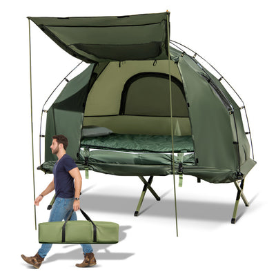 5-in-1 Portable Camping Tent Combo Foldable 1-Person Tent Cot with Carrying Bag and Fixing Buckles for Outdoor Hiking