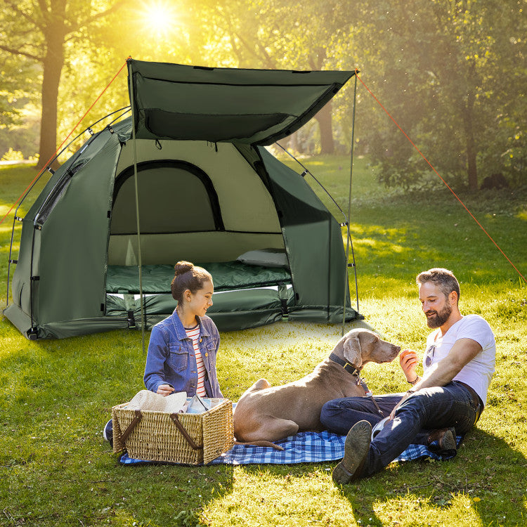 cot camping tent 1-Person Compact Portable Pop-Up Tent Air Mattress and Sleeping Bag
