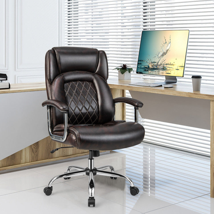 500LBS Big and Tall Office Chair Height Adjustable Executive Computer Chair with Padded Armrest and Rocking Backrest