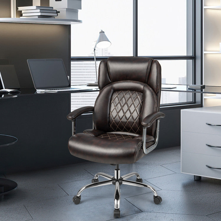 500LBS Big and Tall Office Chair Height Adjustable Executive Computer Chair with Padded Armrest and Rocking Backrest