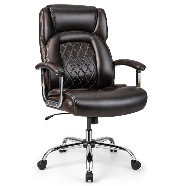 500LBS Big and Tall Office Chair Height Adjustable Executive Computer Chair with Padded Armrest and Rocking Backrest