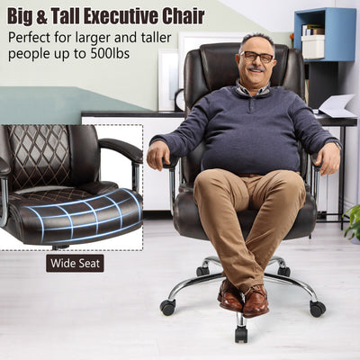 500LBS Big and Tall Office Chair Height Adjustable Executive Computer Chair with Padded Armrest and Rocking Backrest