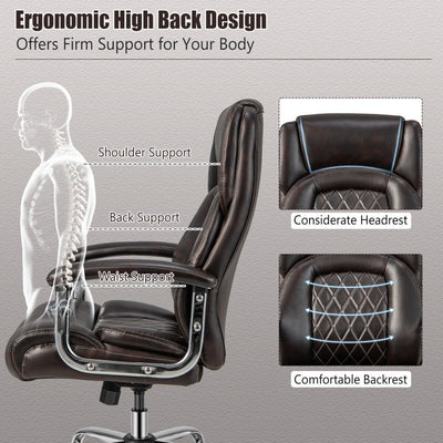 500LBS Big and Tall Office Chair Height Adjustable Executive Computer Chair with Padded Armrest and Rocking Backrest