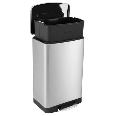 50 Liter Trash Can 13.2 Gallon Stainless Steel Garbage Bin with Lock  Device and Foot Pedal for Kitchen Home Office