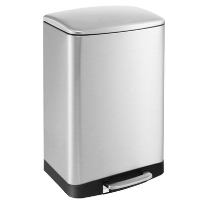 50 Liter Trash Can 13.2 Gallon Stainless Steel Garbage Bin with Lock  Device and Foot Pedal for Kitchen Home Office