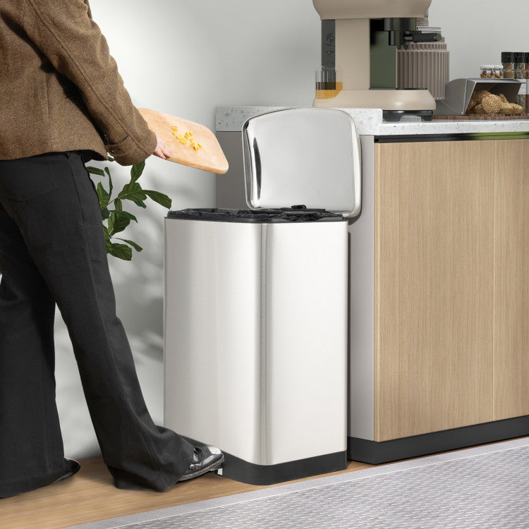 50 Liter Trash Can 13.2 Gallon Stainless Steel Garbage Bin with Lock Device and Foot Pedal for Kitchen Home Office