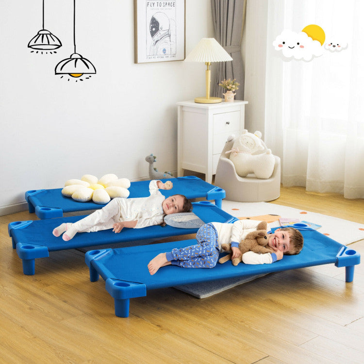 52 x 23 Inch Pack of 6 Kids Stackable Daycare Nap Cots Bed Rest Mat for Sleeping