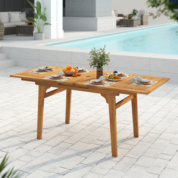 8 person patio dining set with umbrella 55 Inch Patio Dining Table Expandable for 6-8 People with Umbrella Hol – Chairliving