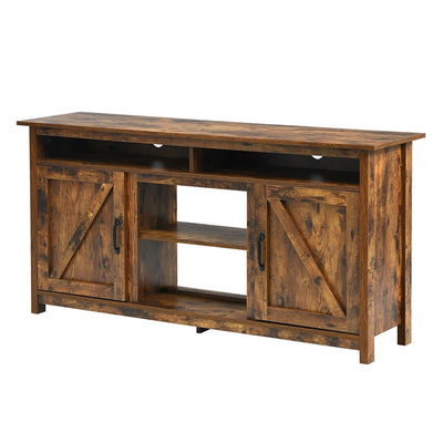 58 Inch Industrial Fireplace TV Stand Entertainment Console Tabletop with Detachable Shelf and Cabinet