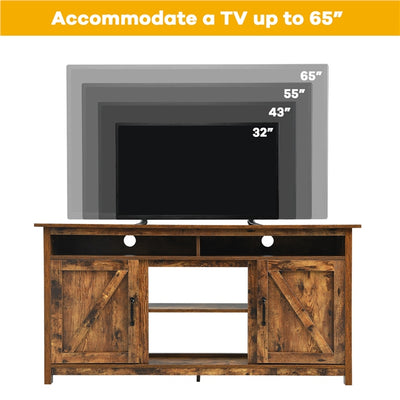 58 Inch Industrial Fireplace TV Stand Entertainment Console Tabletop with Detachable Shelf and Cabinet