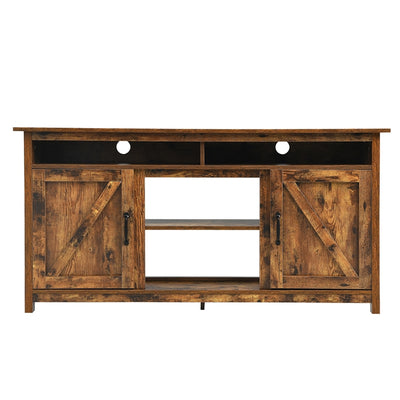 58 Inch Industrial Fireplace TV Stand Entertainment Console Tabletop with Detachable Shelf and Cabinet