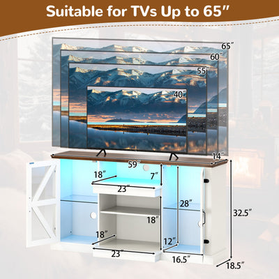 59 Inches Media Console Table with 3-Level Shelves and 22 Dynamic Modes