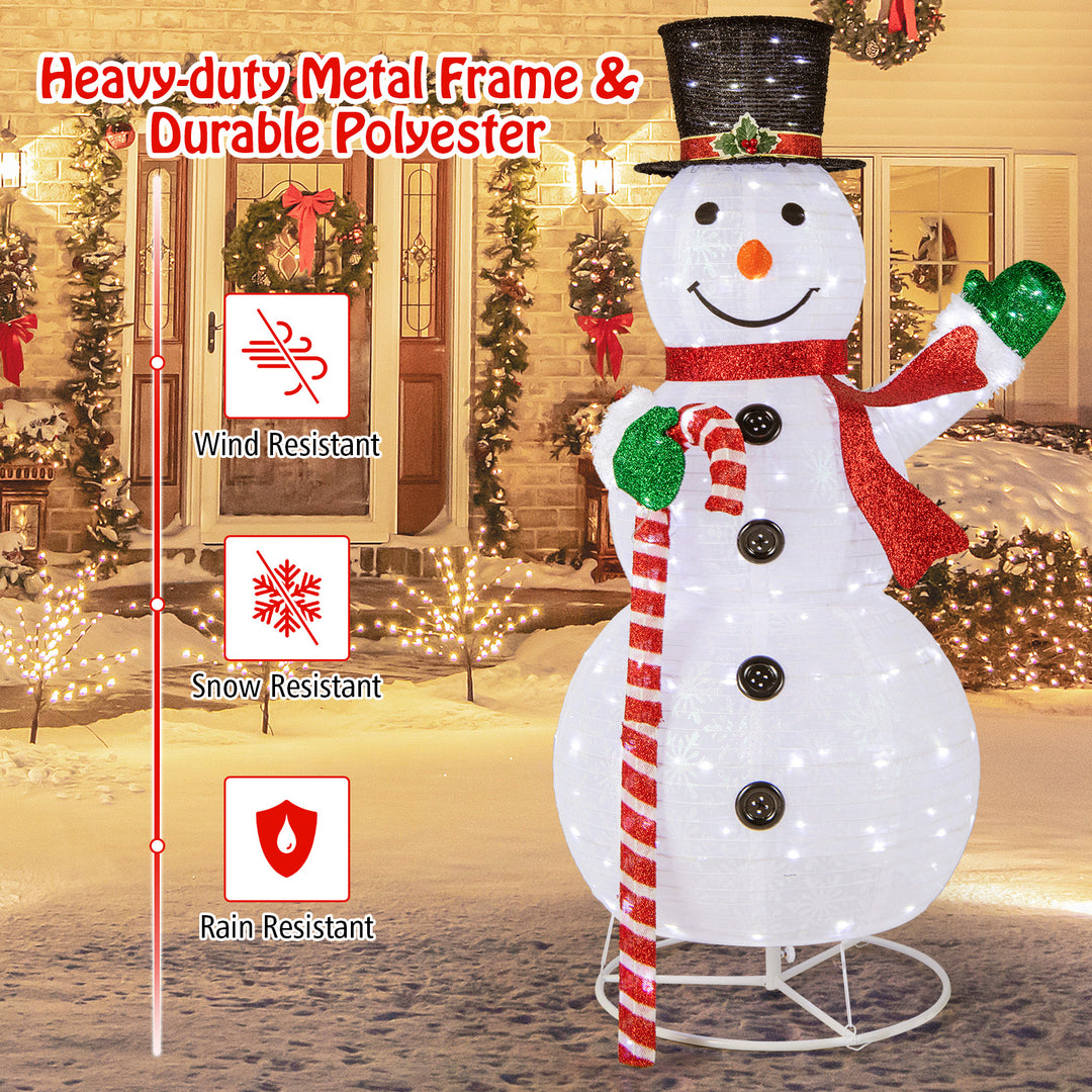 5FT/150cm Christmas Lighted Snowman, Pre-lit Snowman with 180 LED Lights