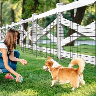 5 Panels No Dig Outdoor Decorative Garden Fence Versatile Metal Animal Barrier Landscape Fencing Edge with 5 Stakes
