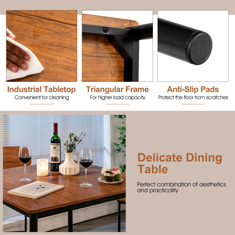 5 Pieces Counter Height Dining Table Set Industrial Kitchen Bar Stools Set Dinette Set with Footrest and Backrest