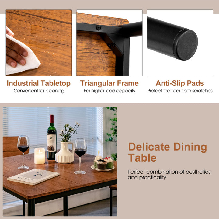 5 Pieces Counter Height Dining Table Set Industrial Kitchen Bar Stools Set Dinette Set with Footrest and Backrest