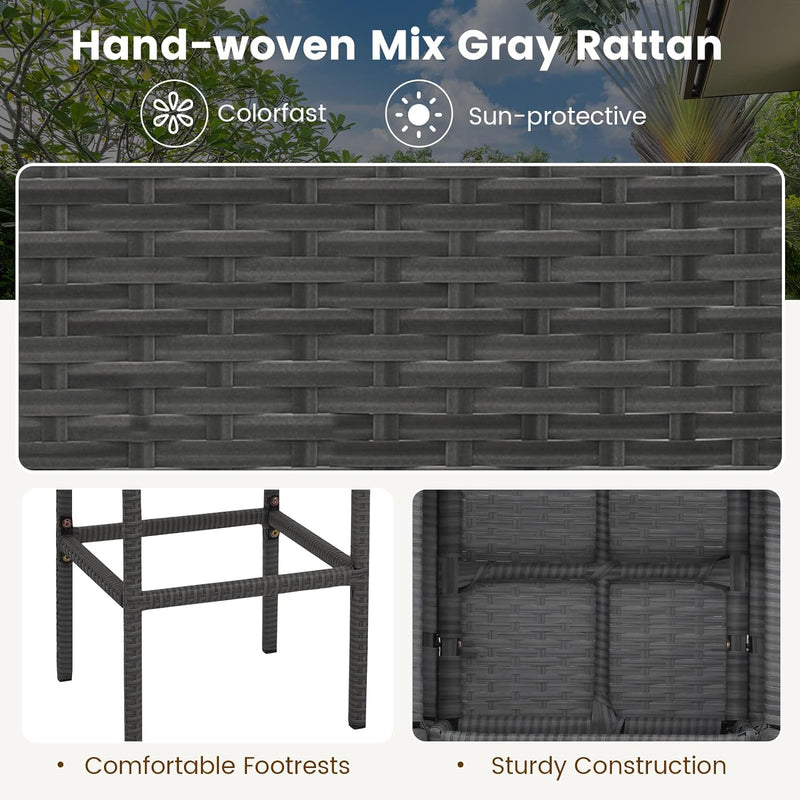 5 Pieces Outdoor Rattan Furniture Set Patio Wicker Bar Table Set Conversation Sets with Hidden Storage Shelves