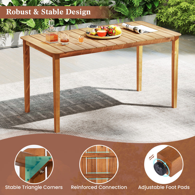 5 Piece Patio Dining Set Solid Wood with Rattan Backrest and Cushions