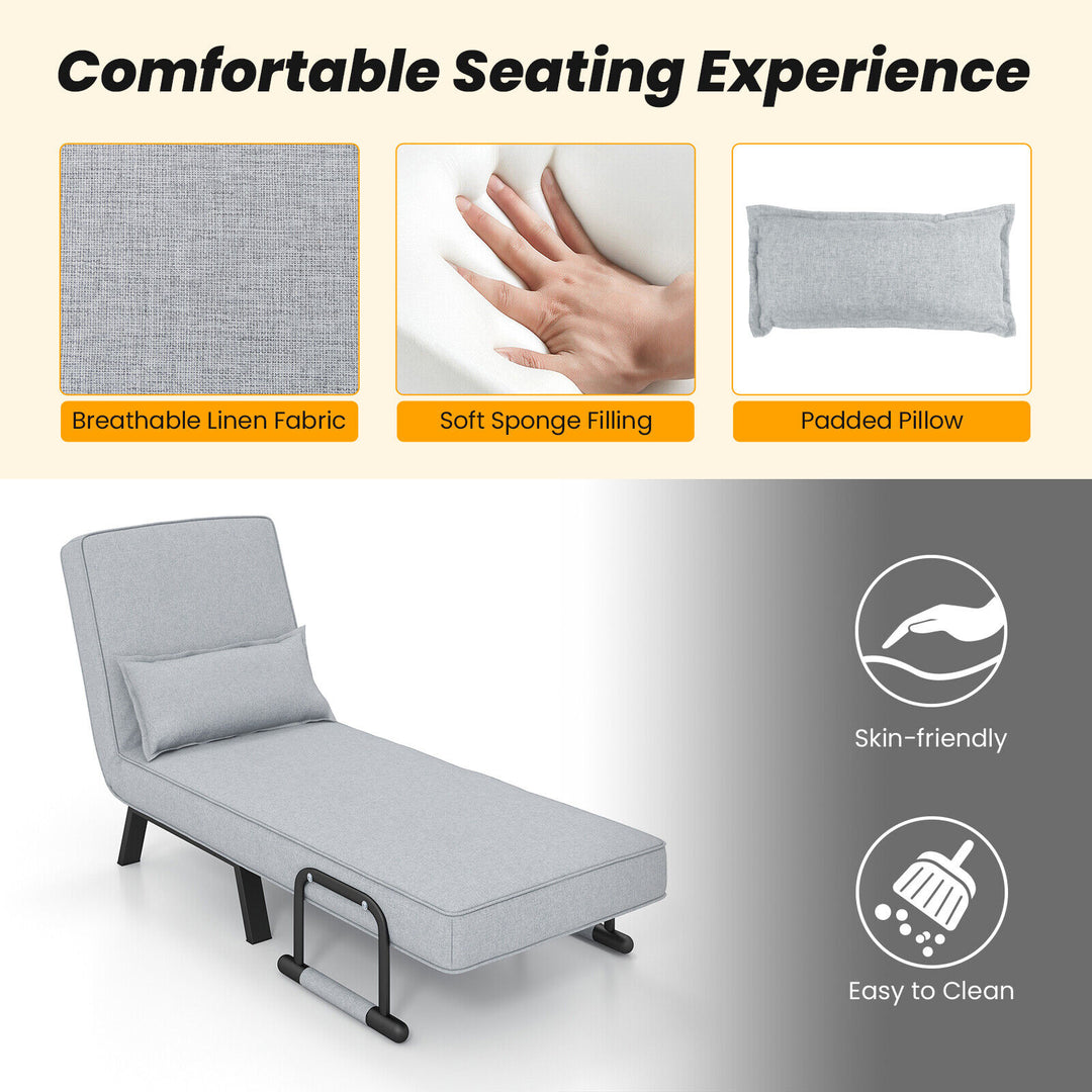 5 Position Folding Convertible Sleeper Sofa Bed Arm Chair with Adjustable Backrest