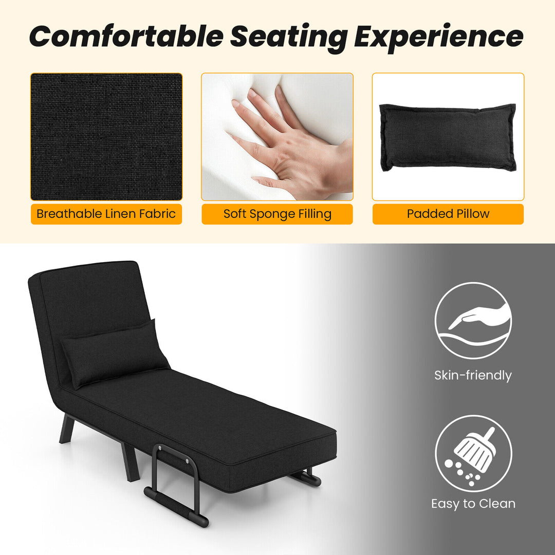5 Position Folding Convertible Sleeper Sofa Bed Arm Chair with Adjustable Backrest