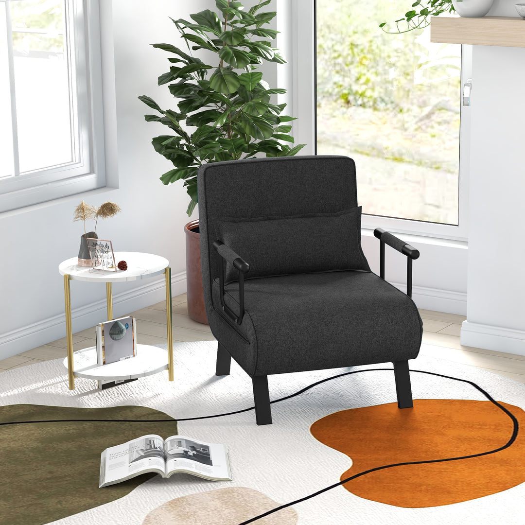 5 Position Folding Convertible Sleeper Sofa Bed Arm Chair with Adjustable Backrest