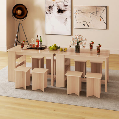 5 Pieces Dining Table Set with Storage Shelf and 4 Stools