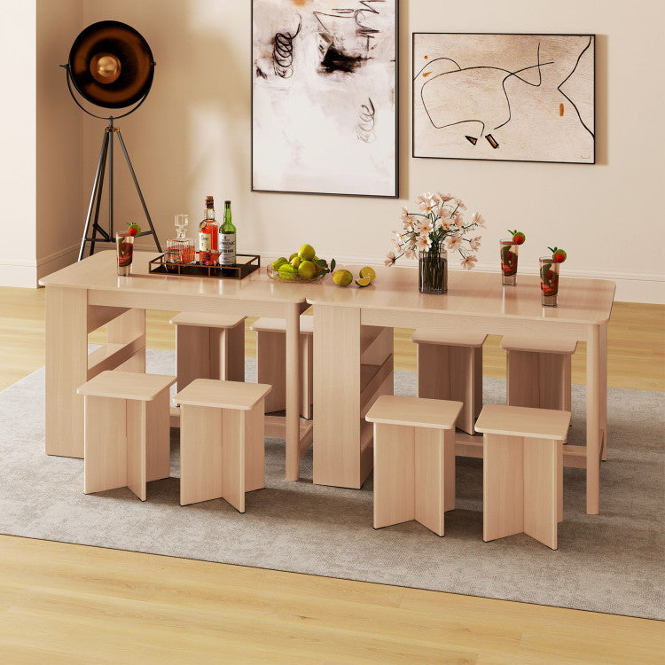 5 Pieces Dining Table Set with Storage Shelf and 4 Stools