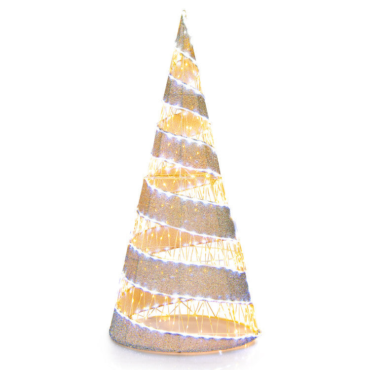 5ft Pre-lit Christmas Tree Glittered Cone Tree with LED Lights