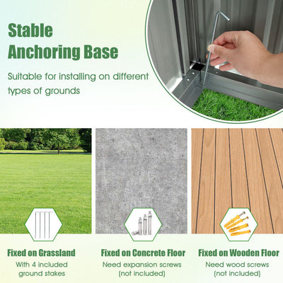 5x3FT Vertical Outdoor Steel Storage Shed Heavy-duty Utility Tool House with Air Vents and Lockable Doors