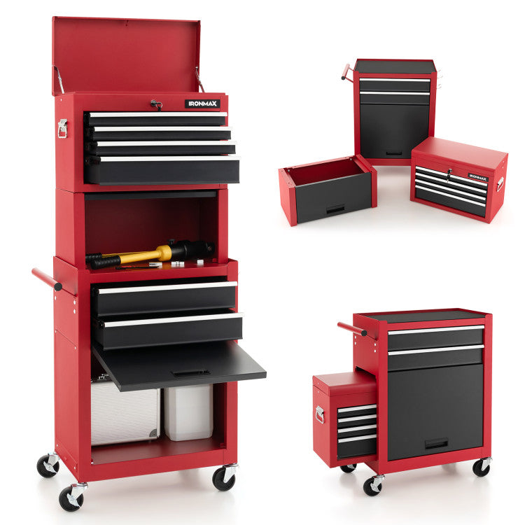 6-Drawer Rolling Tool Chest Removable Storage Cabinet Toolbox Organizer with Wheels and Lock