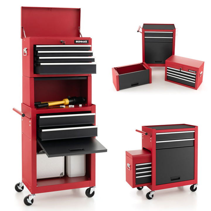 6-Drawer Rolling Tool Chest Removable Storage Cabinet Toolbox Organizer with Wheels and Lock