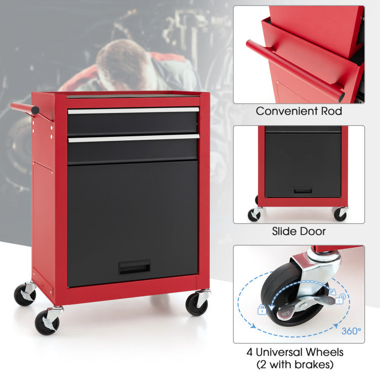 6-Drawer Rolling Tool Chest Removable Storage Cabinet Toolbox Organizer with Wheels and Lock