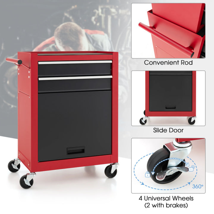 6-Drawer Rolling Tool Chest Removable Storage Cabinet Toolbox Organizer with Wheels and Lock