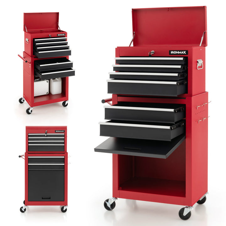 6-Drawer Rolling Tool Chest Removable Storage Cabinet Toolbox Organizer with Wheels and Lock