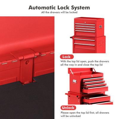 6-Drawer Big Rolling Tool Chest Organizers Removable Storage Cabinet with Wheels and Lock